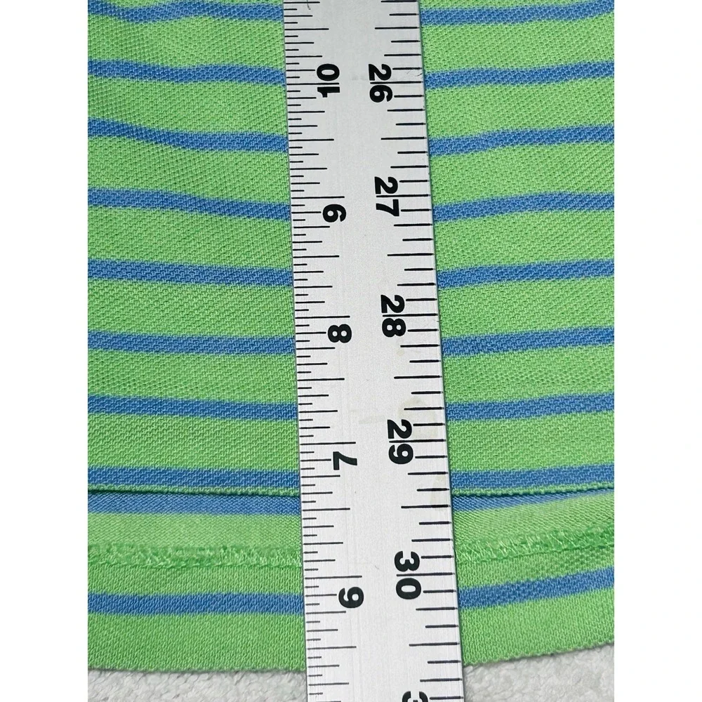 Polo Ralph Lauren Polo Shirt Men's L Green/Blue Striped Short Sleeve Flesh Pony